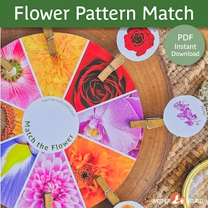 Flower Matching Activity | Flower Pattern Activity |  Flower Study Printable | Flower Activity Preschool Flower Activity for Kids
