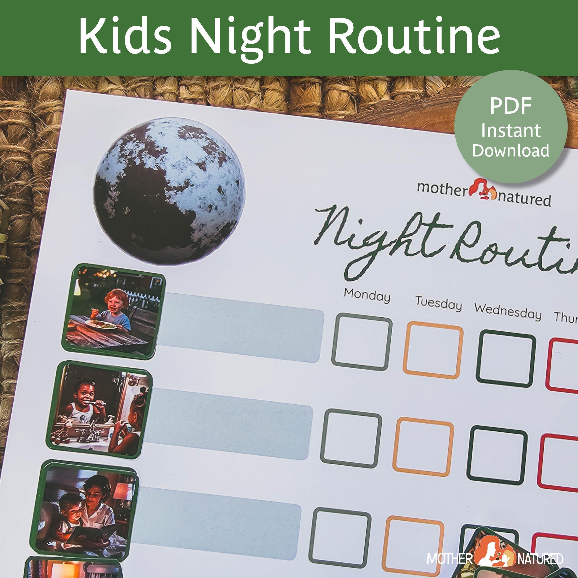 Printable Night Routine Chart for Kids | Visual Routine Chart | Kids ...