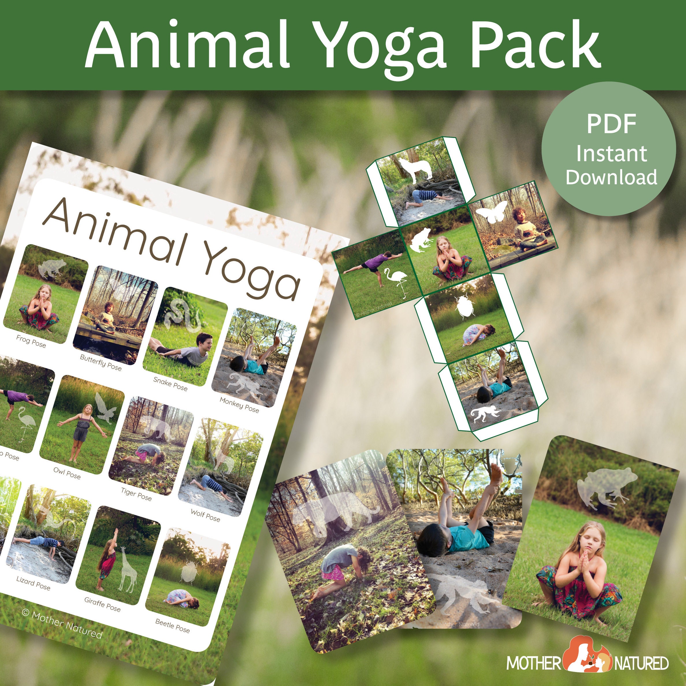 ANIMAL YOGA Cards Animal Yoga Posters Animal Yoga Digital Download 