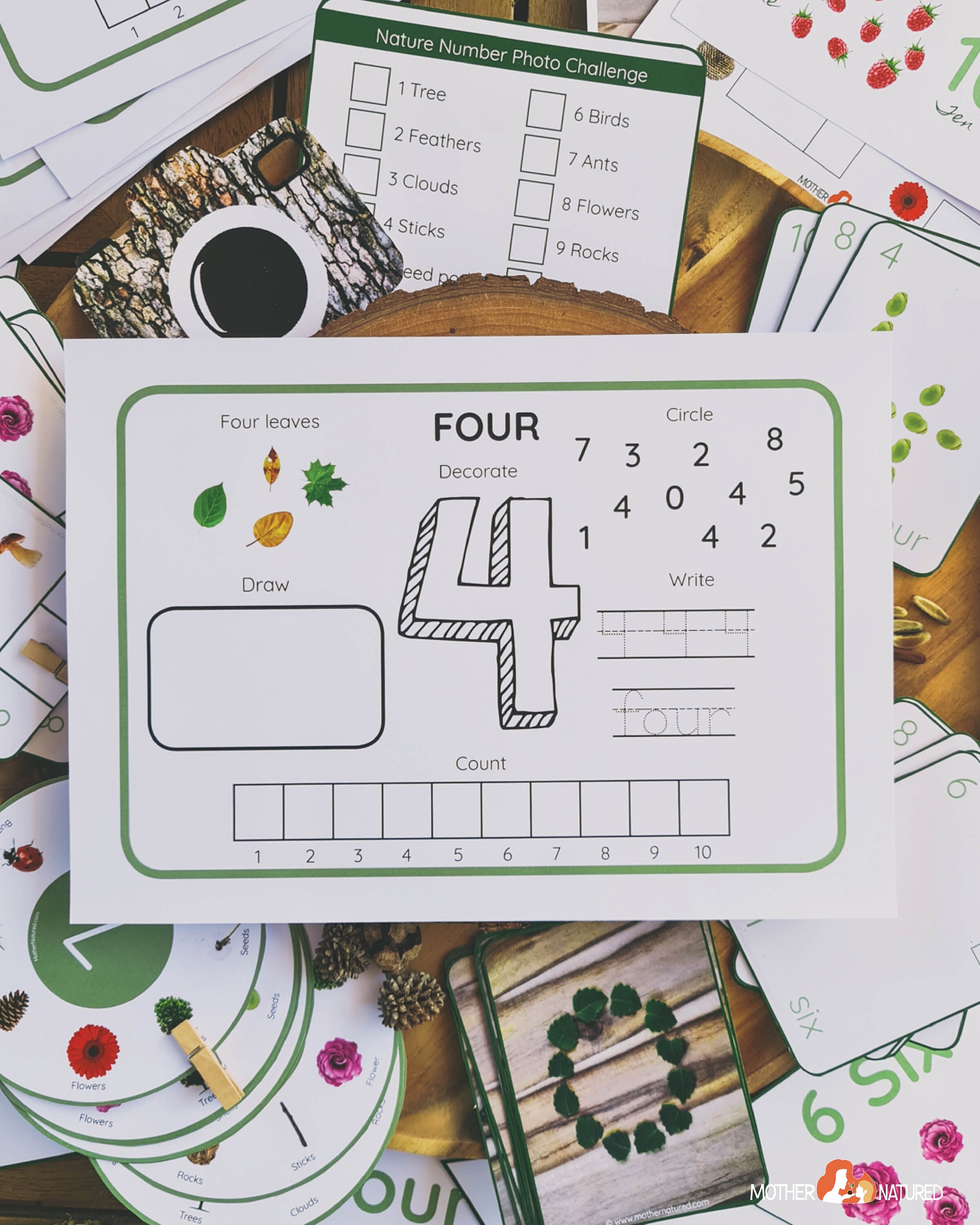 printable nature number bundle number flash cards number etsy