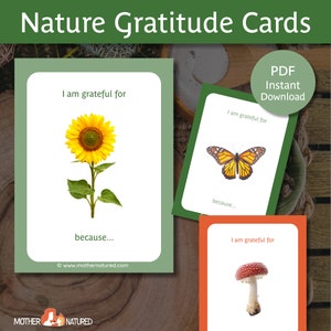 Natuur dankbaarheidskaarten | Dankbaarheid voor kinderen | Dankbaarheidsactiviteiten voor kinderen | Montessori-dankbaarheid | Natuur printables | Dankbaarheid reflecteren