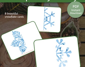 Snowflake Symmetry Activity | Winter Symmetry Cards | Snow Montessori Activity | Snowflake Activity | Snow Activity | Wardolf Winter Study