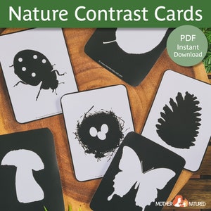 High Contrast Black and White Cards for Babies | Nature Cards for Baby |  Baby Flashcards | Toddler Flashcards | Nature Cards Toddlers