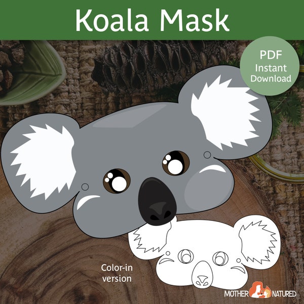 Koala Mask | Koala Pretend Play | Australian Animal Masks | Australian Wildlife Mask