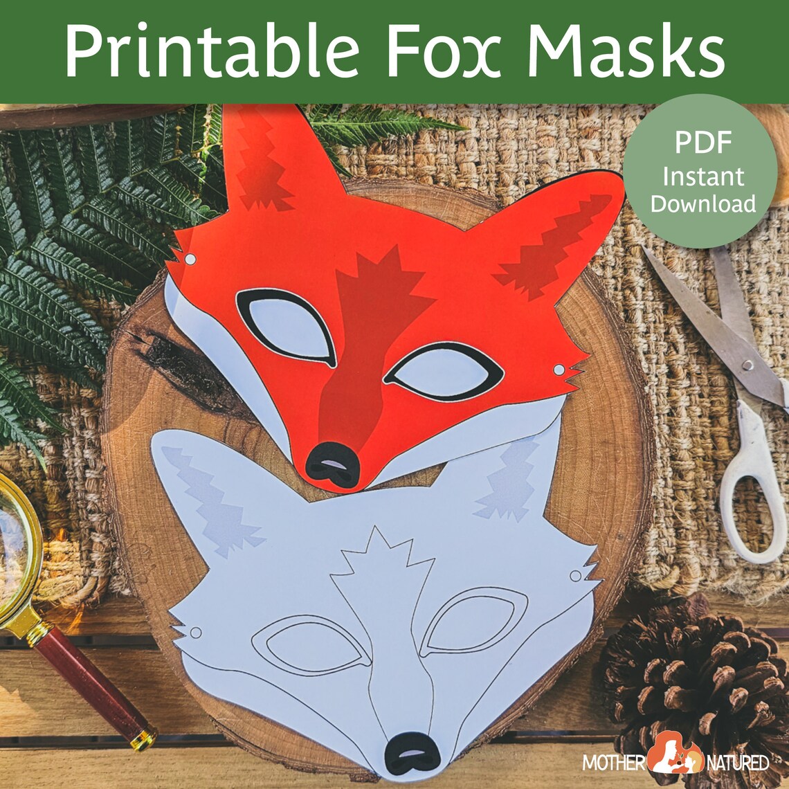 Printable Box Mask Fox Mask | Adult Fox Mask | Fox Mask for Kids | Printable Fox Mask ...