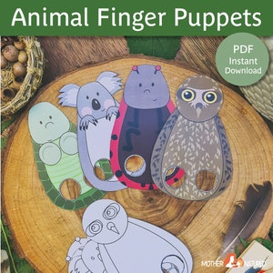 Animal finger puppets | Finger Puppet Printable | Finger Puppets Preschool | Finger Puppets for Kids | Puppet printables | Animal Puppets