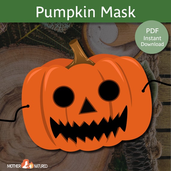 Pumpkin Mask Printable Pumpkin Mask Halloween Pumpkin Mask Scary Pumpkin  Mask Adult Pumpkin Mask Pumpkin Mask for Kids 