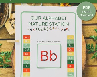 Natur Alphabet Station | Alphabet Lehrtafel | Alphabet Wandbehang | Natur-Buchstaben-Aktivität | Vorschulkind Alphabet-Aktivität