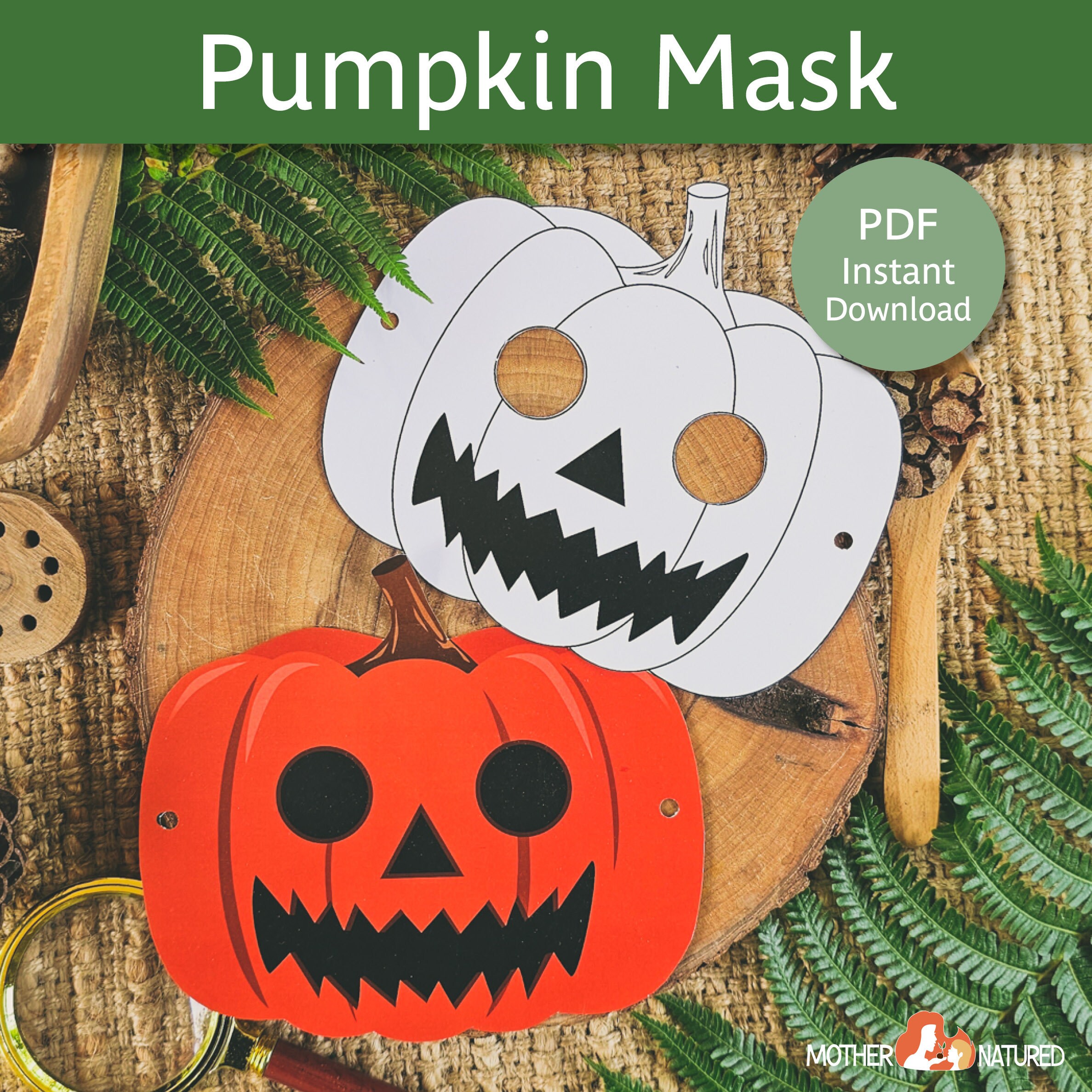 Pumpkin Mask Printable Pumpkin Mask Halloween Pumpkin Mask Scary