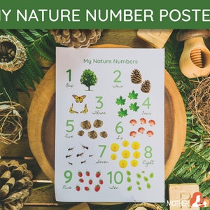Affiches des chiffres de la nature | Imprimables de nombre de nature | Affiches Chiffres de la nature pour enfants