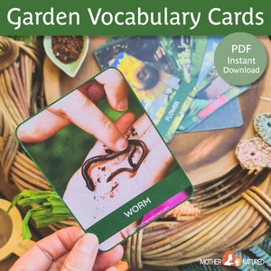Tarjetas de vocabulario de jardín / Tarjetas de jardín / Tarjetas flash de jardín / Estudio de jardín para niños / Imprimibles de jardín / Actividades de jardín