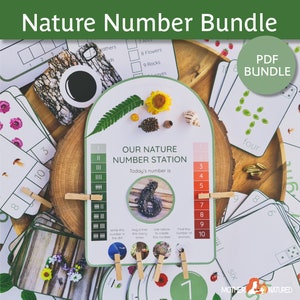 Puede incluir: Un paquete de números con temática de naturaleza imprimible para niños. El paquete incluye una estación de números con una tabla de conteo, una tarjeta de números y una actividad con temática de naturaleza. El paquete también incluye tarjetas de números con imágenes con temática de naturaleza.