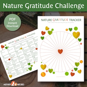 Nature Gratitude Activity | Gratitude Challenge and Tracker for Kids | Nature Gratitude Activities | Nature Gratitude Scavenger Hunt