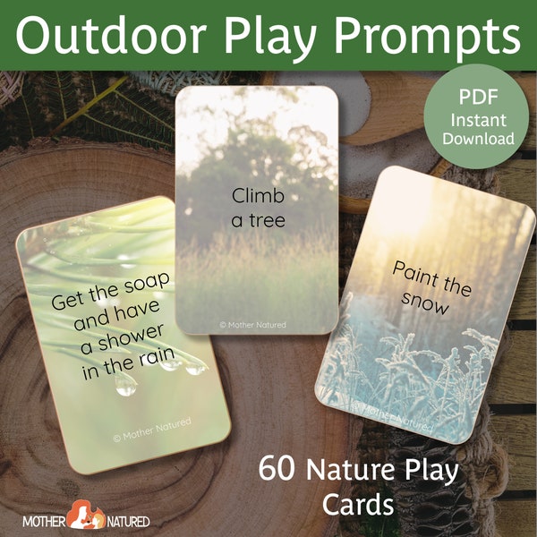 Nature Play Activity Cards | Outdoor Play Activity Cards | Outdoor Play Ideas  | Nature Play Ideas | Preschool | Outdoor Play for Kids