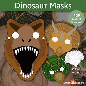 Dino Maske | Dinosaurier Masken | Druckbare Dinosaurier Masken | Dinosaurier Maske zum Ausdrucken | Dinosaurier Party | Dino Maske Augen | Personalisierte Dino Maske