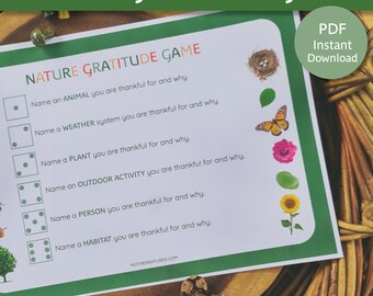 Nature Gratitude Game | Gratitude Activity | Gratitude Game for Kids | Nature Game for Kids | Nature Dice Game