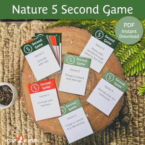 Juego de 5 segundos con temática de naturaleza / Desafío de 5 segundos / Juego de naturaleza / Juego de cartas de naturaleza para niños / Actividad de naturaleza para niños /