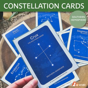 Cartões de constelação do hemisfério sul | Estudo de estrelas | Estudo de constelação | Atividade de constelação | Observação de estrelas para crianças | Imprimíveis de estrelas