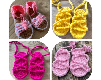 Crochet baby sandals, baby gladiator sandals, baby flip flops, baby girl sandals, baby shoes, baby booties, different colour options