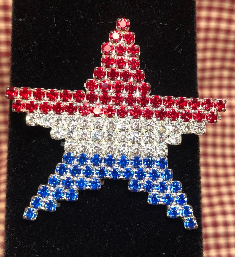Vintage Patriotic Rhinestone Star Pin - Etsy