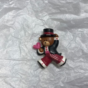 Vintage Hallmark Cards Inc., Plastic Valentine’s Day Bear With Top Hat Pin