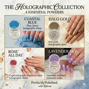 Holographic Nail Powder – Rainbow Mineral Effect, Choose Color (2.5g Pot)
