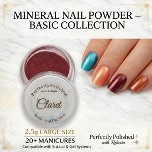 2.5g Basic Mineral Nail Powder –  20+ Manicures – Large Jar – Soft Shimmer – Natural Finish – Gel Compatible (Sistaco & Gel Compatible)