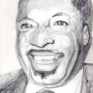 Errol Garner, jazz pianist. Original graphite pencil drawing. Signed by the artist.