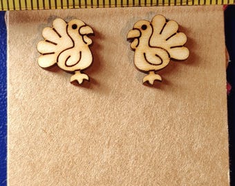 Thanksgiving Turkey Earring studs wooden