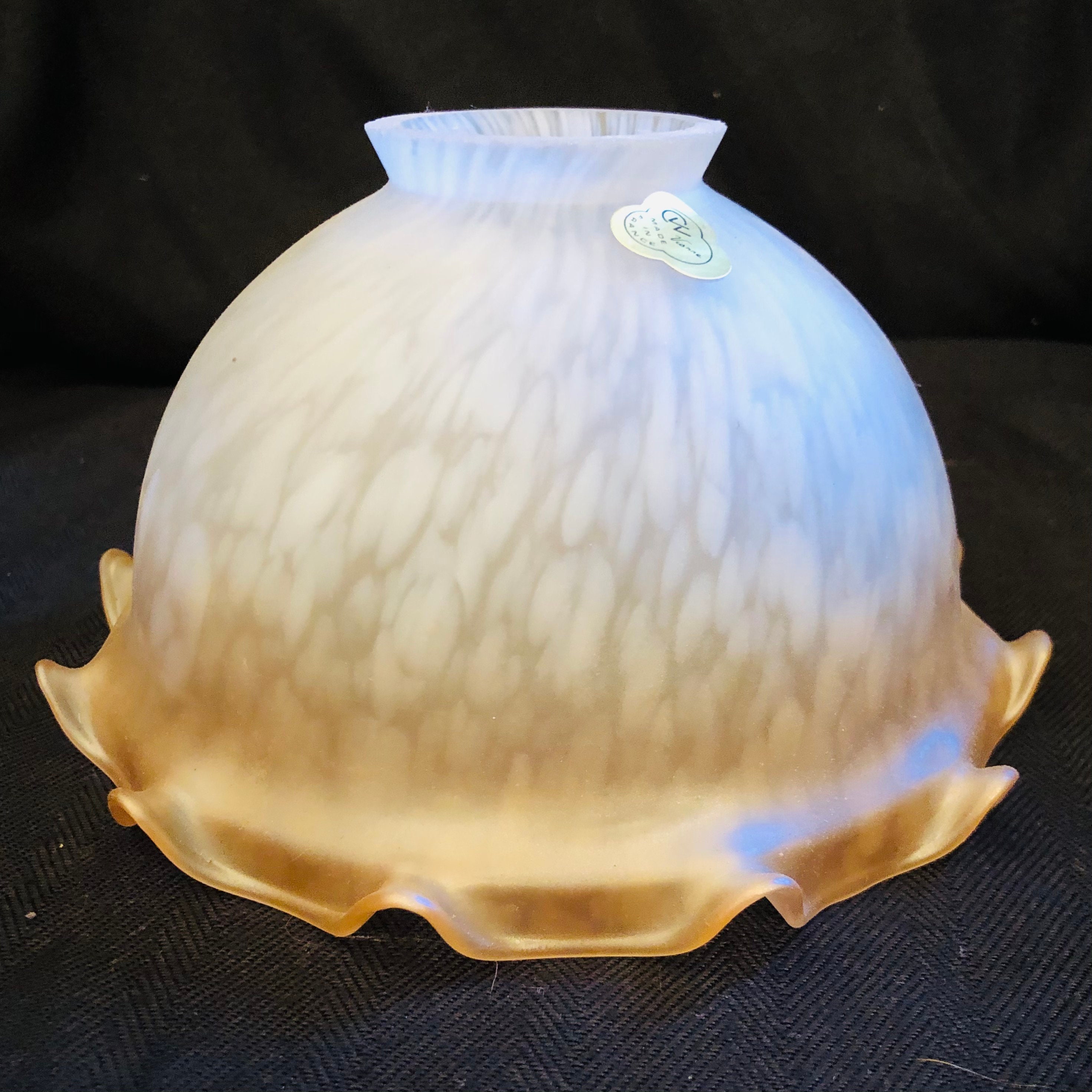 6 VV VIANNE France Mottled Cognac Glass Ruffled Lamp Shades Etsy