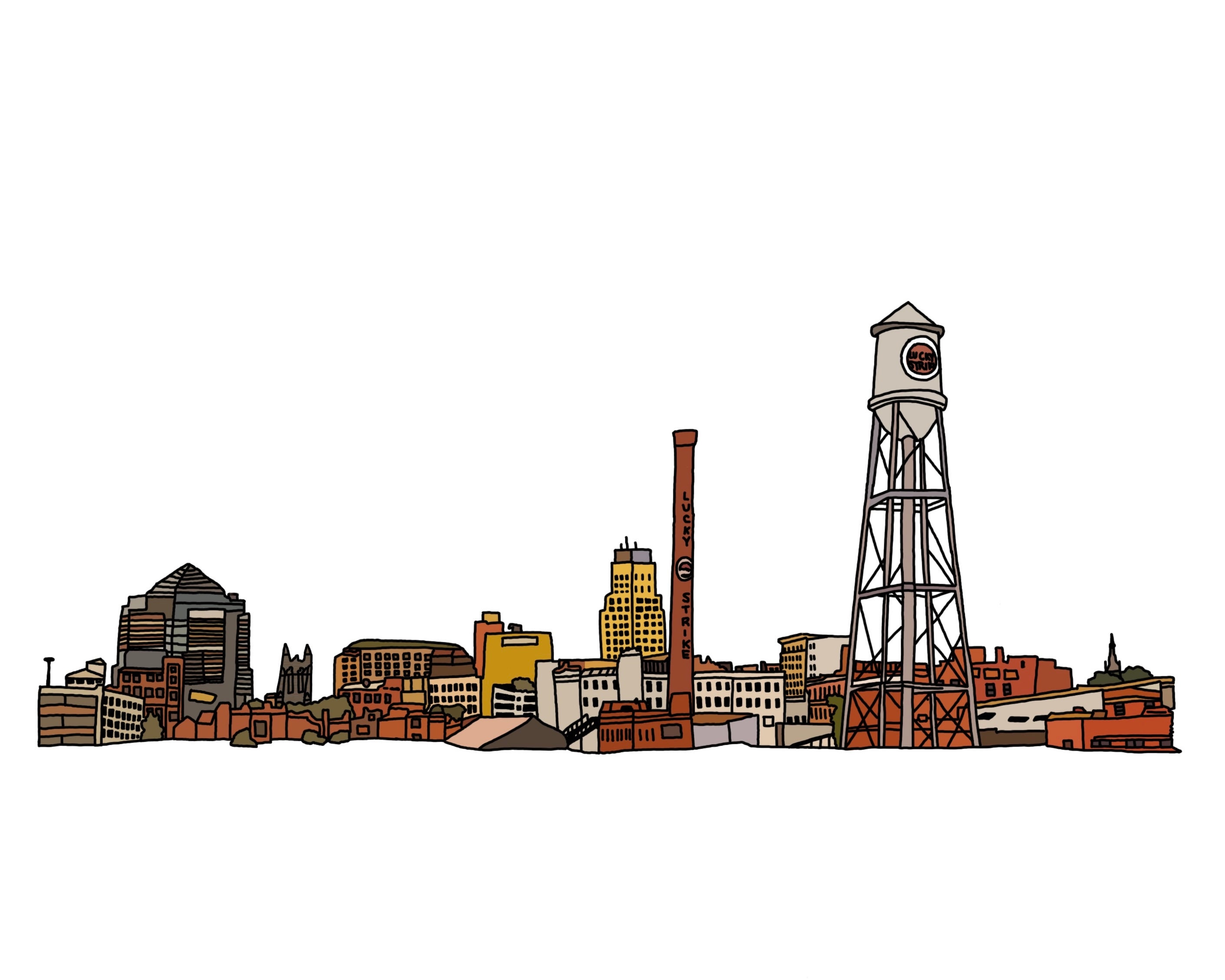 Durham North Carolina Skyline Colored Etsy