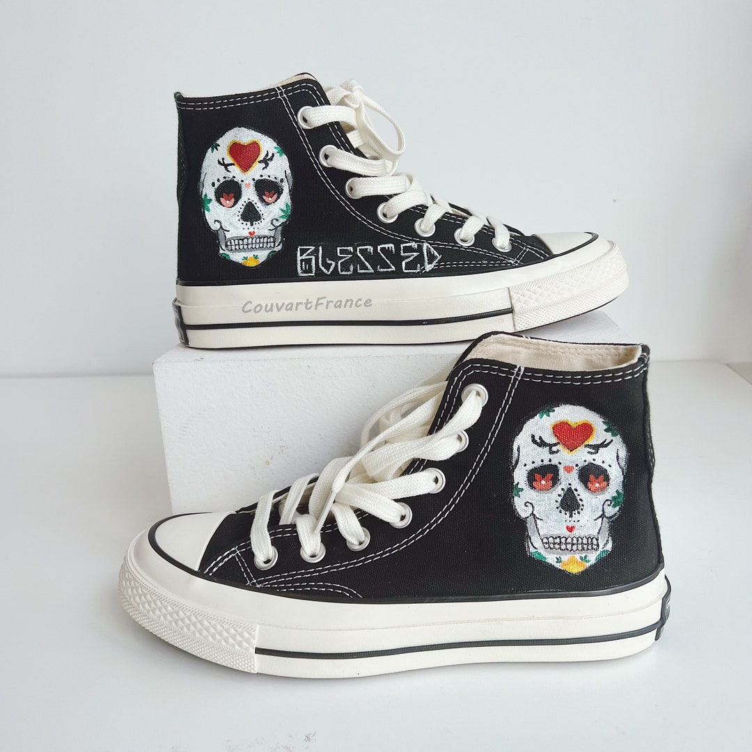 Skull of a Skeleton Painting Converse Shoes Cartoon Converse - Etsy