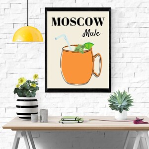 Moscow Mule Cocktail, Digital Art Print, Digital Download Prints, Cocktail Poster