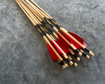 Traditional Wooden Target Arrow - Wooden Nock Design - 12 PCS / Ottoman and Turkish Form / Horseback Archery