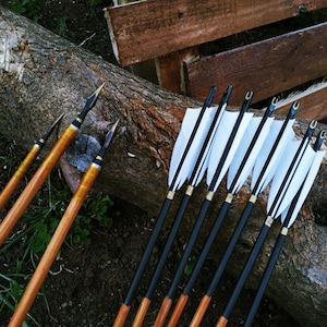 Traditional Wooden Hunting Arrow - Medieval Design - 6 PCS / Ottoman and Turkish Form / Horseback Archery