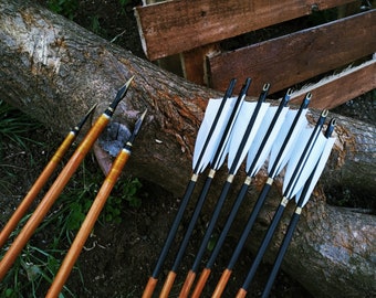 Traditional Wooden Hunting Arrow - Medieval Design - 6 PCS / Ottoman and Turkish Form / Horseback Archery