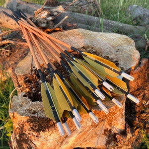 Traditional Wooden Target Arrow - Khaki & Black Design - 12 PCS / Ottoman and Turkish Form / Horseback Archery