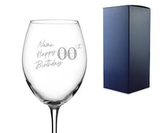 ANY Name & Age Happy Birthday Speckled Personalised Wine Glass and Gift Box , 18th , 21st , 30th , 40th , 50th , 60th Gin , Martini , Glass