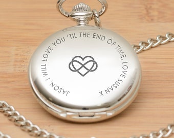 Till The End Of Time Personalised Engraved Pocket Watch , Groom Gifts , New Husband , Wedding Gift , Husband Gift , New Hubby Gifts