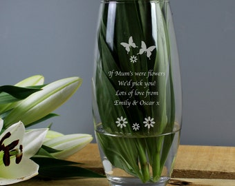 Personalised Engraved Butterflies and Flowers Design Bullet Vase - Perfect Birthday, Wedding, Anniversary Gift