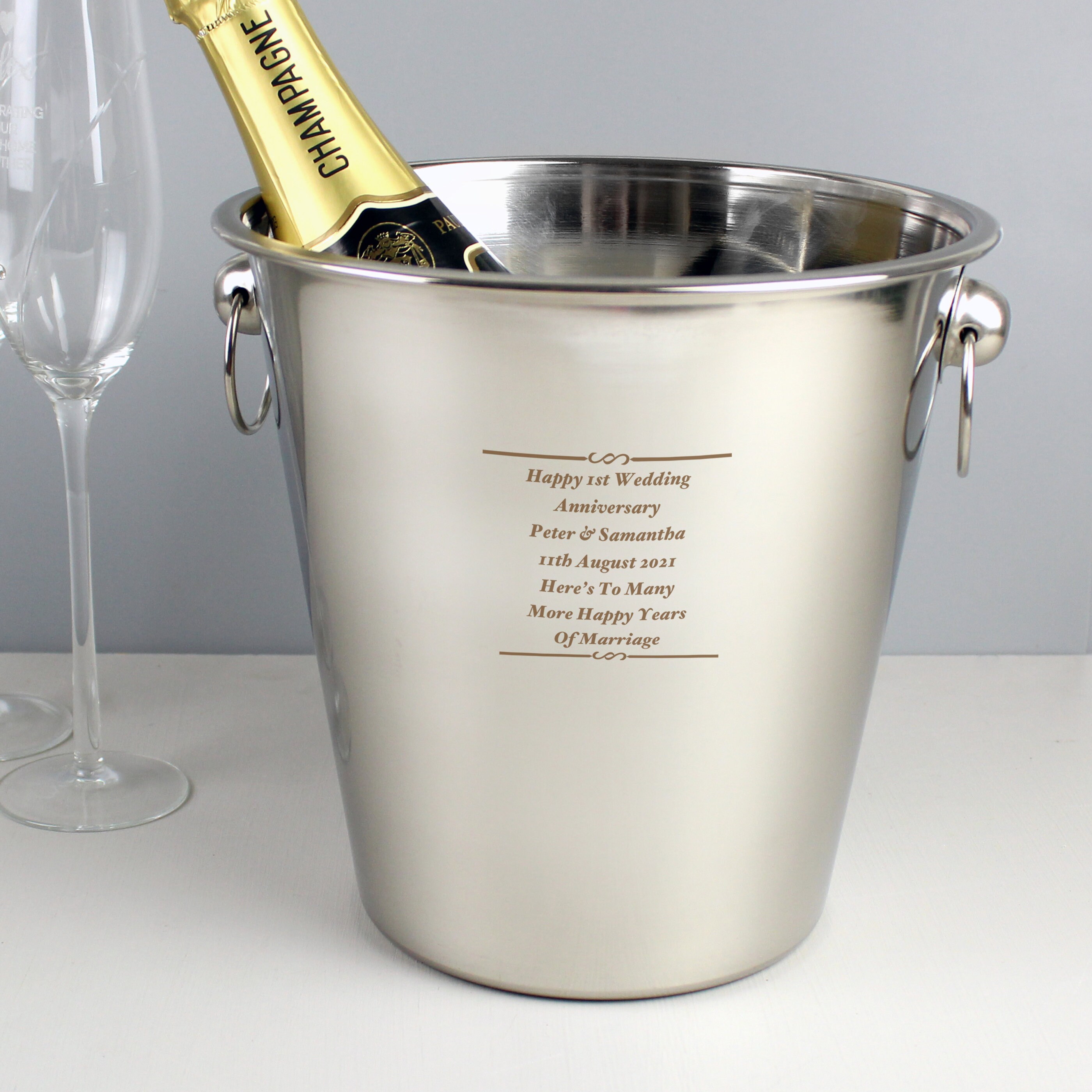 Any Message Personalised Stainless Steel Champagne Ice Bucket Etsy