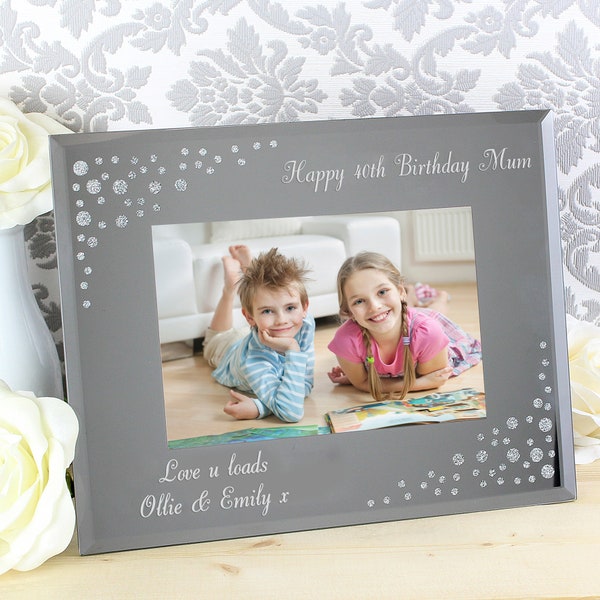 Personalised Glass ANY MESSAGE Diamante 6 x 4 21st Birthday Photo Frame - 18TH Birthday Gift - Friend Gift - Gifts For Her - Big Age Gifts