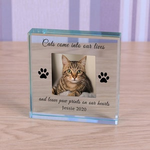 Personalised Glass Token Paw Prints  , Cat Photo Frame , Cat Memorial  , Pet Memorial , Cat Keepsake