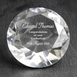 ANY OCCASION / MESSAGE  Diamond Personalised Paperweight - 18TH - 21ST - 30TH - 40TH - 50TH - 60TH - 70TH - 80TH Birthday