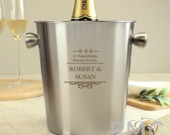 Engraved Decorative Stainless Steel Personalised Ice Bucket 30TH - 40TH - 50TH - 60TH , Couples , Champagne Bucket , Express Delivery Option