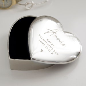 ANY NAME & MESSSAGE Silver Heart Personalised Trinket Box , Birthday , Mother's Day , 13th , 16th , 18th , 21st , 30th , 40th Birthday