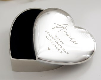 ANY NAME & MESSSAGE Silver Heart Personalised Trinket Box , Birthday , Mother's Day , 13th , 16th , 18th , 21st , 30th , 40th Birthday