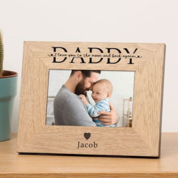 Personalised Engraved Daddy I / We Love You Wood Photo Frame