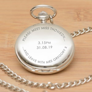 Meet Miss Leave Mrs Personalised Engraved Pocket Watch , Groom Gifts , New Husband , Wedding , Husband , New Hubby , Express Delivery Option