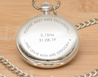 Meet Miss Leave Mrs Personalised Engraved Pocket Watch , Groom Gifts , New Husband , Wedding , Husband , New Hubby , Express Delivery Option